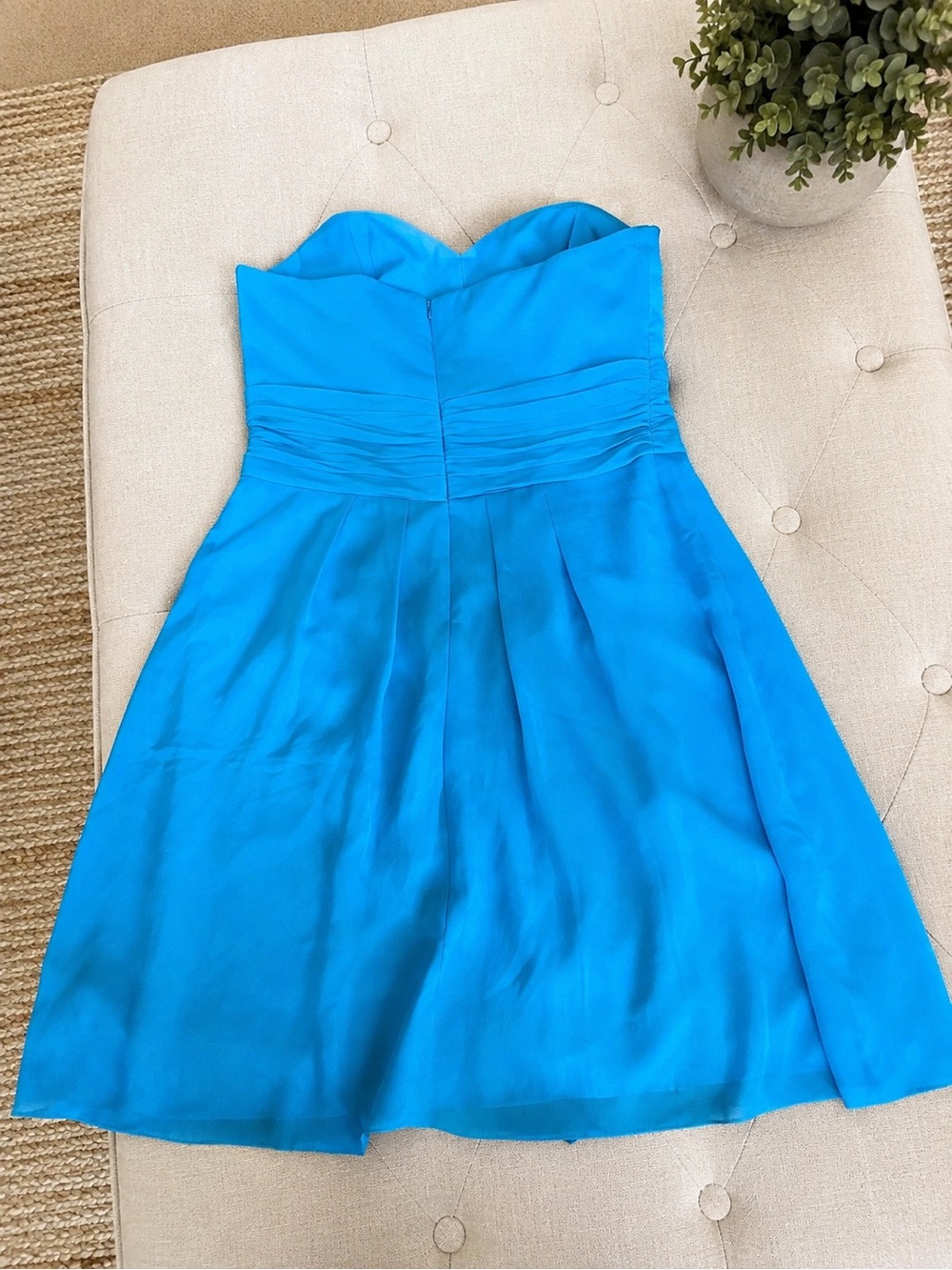 David’s Bridal F14847 Size 8 Aqua Strapless Chiffon Dress Altered